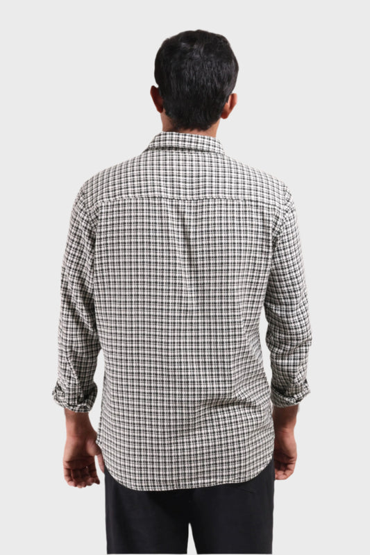 Xkind White Textured Checks Overshirt/ Shirt | Swadesiicart