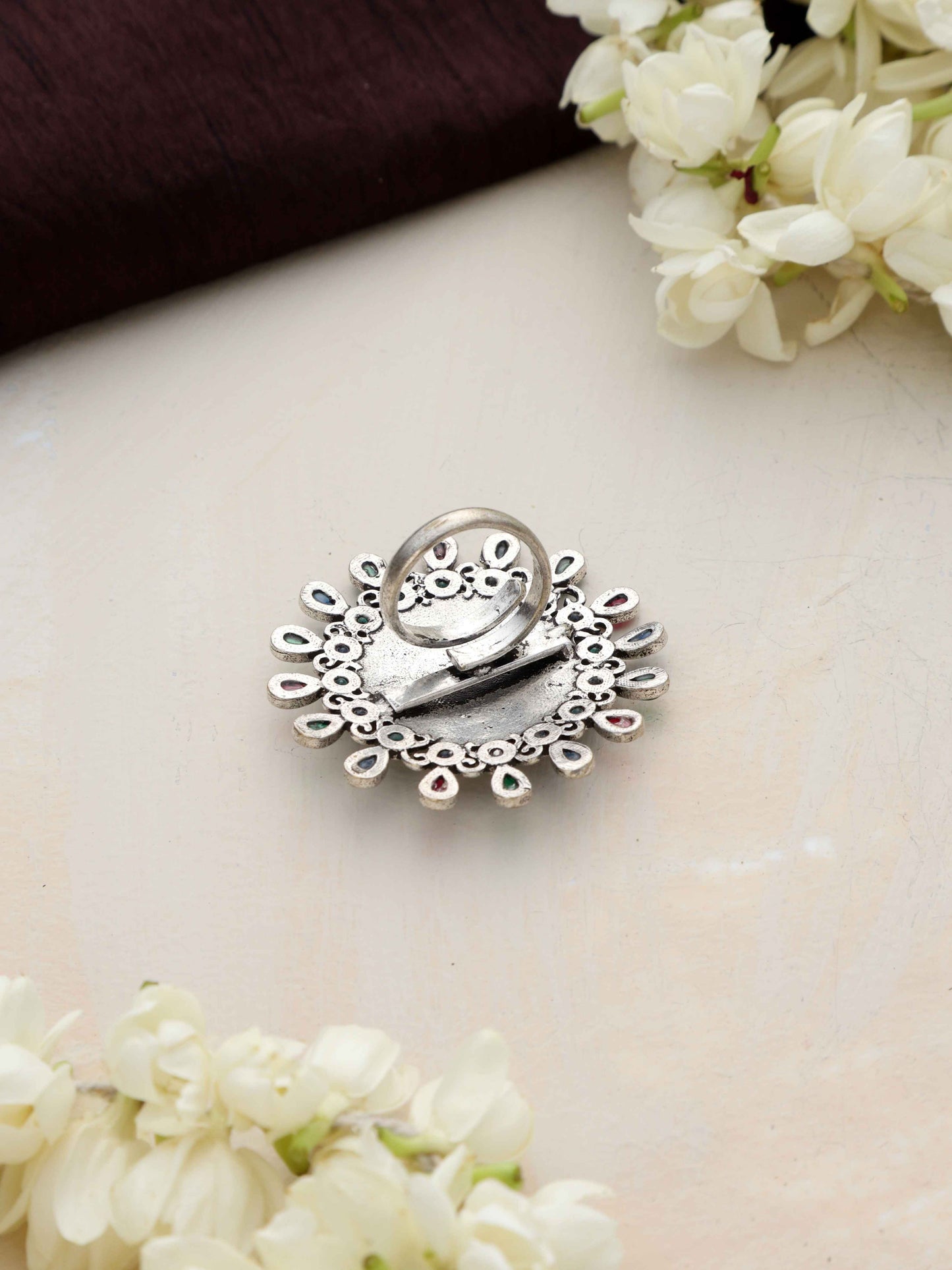 trueBrowns Silver Gold Tone Mandala Ring | Swadesiicart
