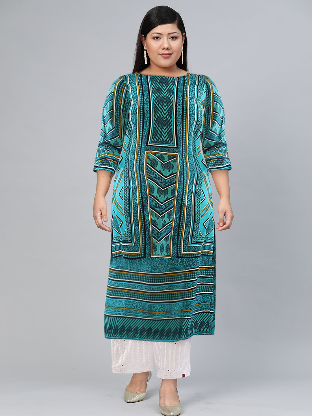 Biba Women Geometric Printed Kurta - Swadesiicart