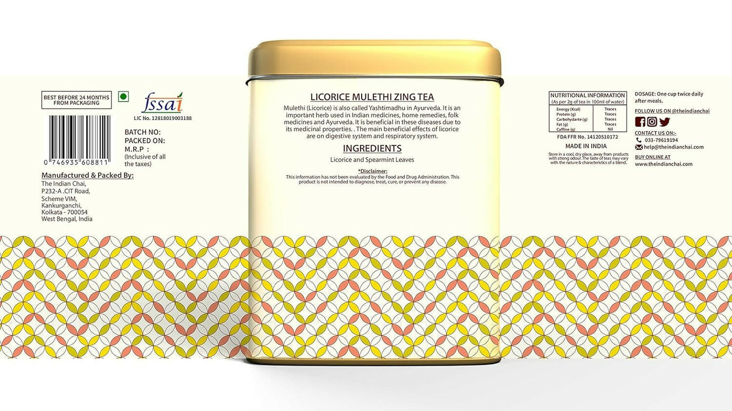 The Indian Chai - Licorice Mulethi Zing Tea 30 Pyramid Tea Bags | Swadesiicart