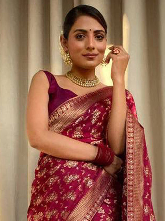 Kalini Woven Design Zari Banarasi Saree | Swadesiicart