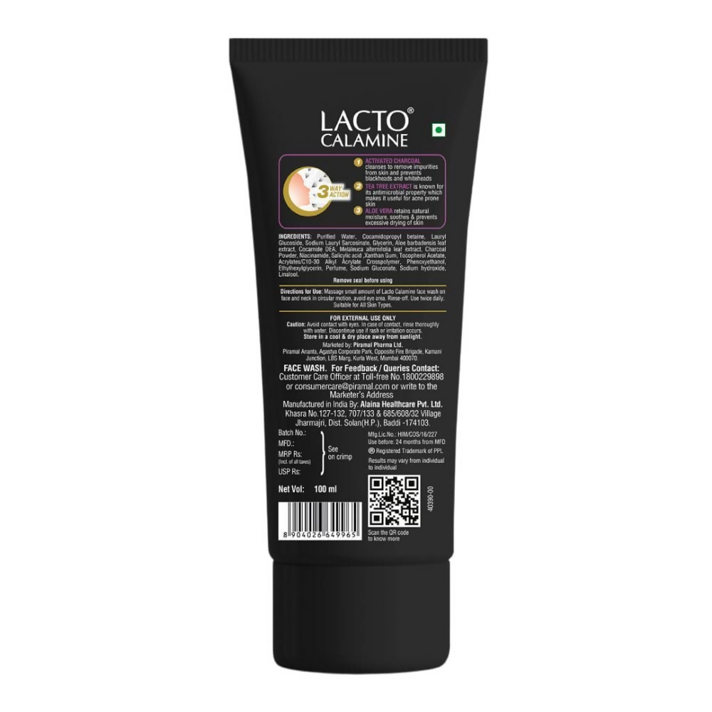 Lacto Calamine Activated Charcoal Face Wash - Swadesiicart