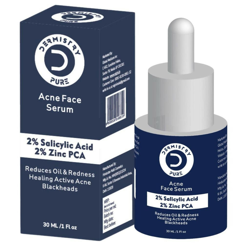 Dermistry Pure 2% Salicylic Acid 2% Zinc Face Serum For Oily Acne Prone Skin Black & Whitehead Scars - Swadesiicart