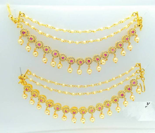 Ad Ruby Bridal Ear side chain Pair | Swadesiicart
