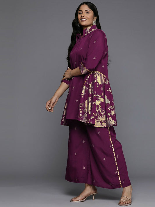 Ahalyaa Women's Traditional wear Co-ords - Purple - Swadesiicart