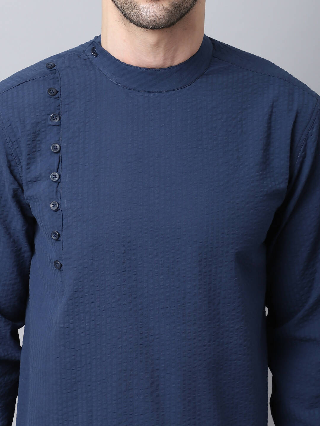 Even Apparels Navy Pure Cotton Men's Kurta With Side Placket | Swadesiicart