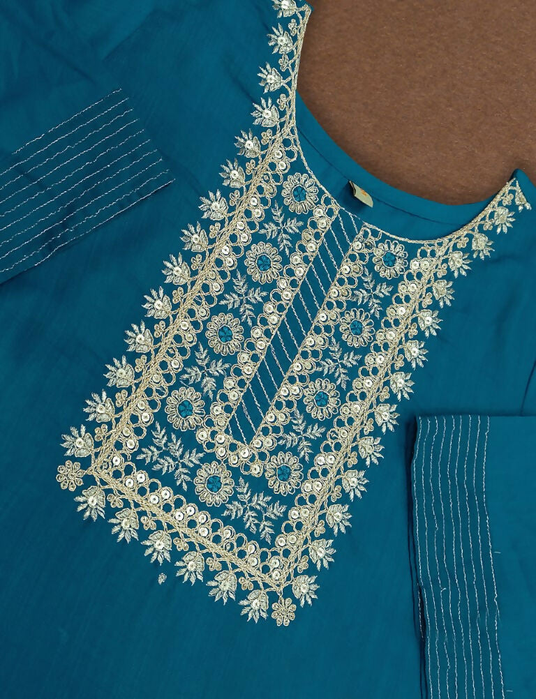 Partywear Designer Firozy Rayon Slub Stitched Suit With Dupatta - Tanisha | Swadesiicart