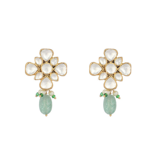 Nuyug 22K Gold Plated Kundan Paradise Green Studs | Swadesiicart