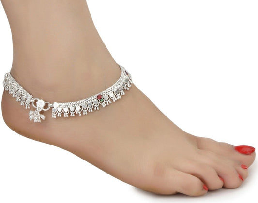 AanyaCentric Silver Plated White Metal Payal Indian Traditional Ethnic Fashion Imitation Jewellery Foot Chain | Swadesiicart