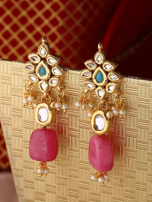 Shoshaa Gold Contemporary Drop Earrings | Swadesiicart