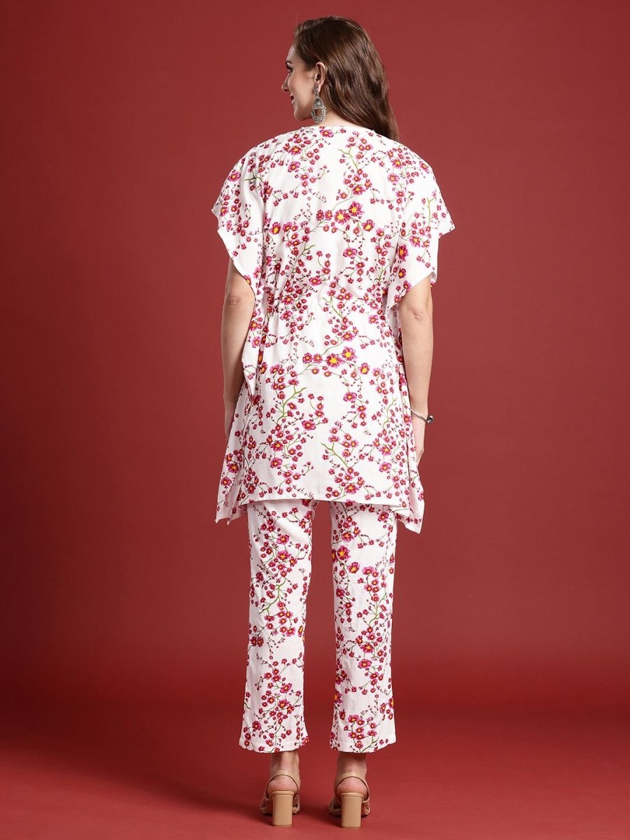 Anouk Women Floral Printed Kaftan Kurta with Trousers - Swadesiicart