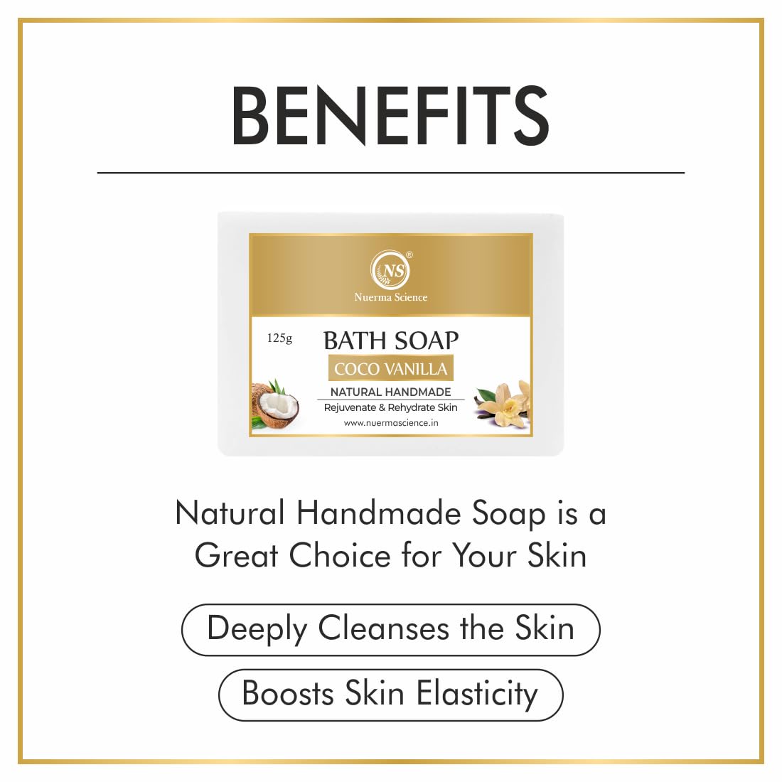 Nuerma Science Coco Vanilla Bath Soap | Rejuvenate & Rehydrates Skin | Swadesiicart