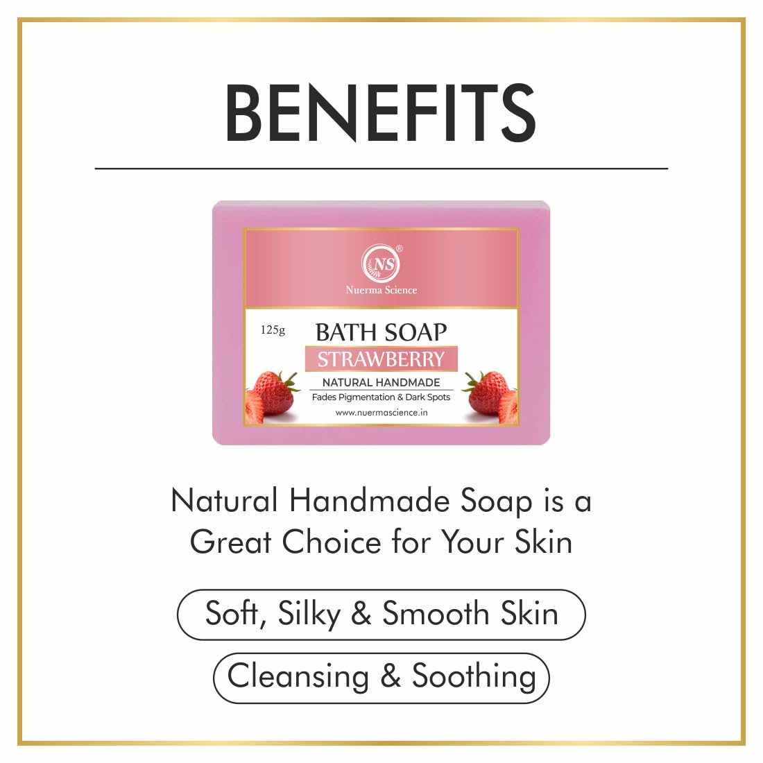 Nuerma Science Strawberry Bath Soap | Fades Pigmentation & Dark Spots | Swadesiicart