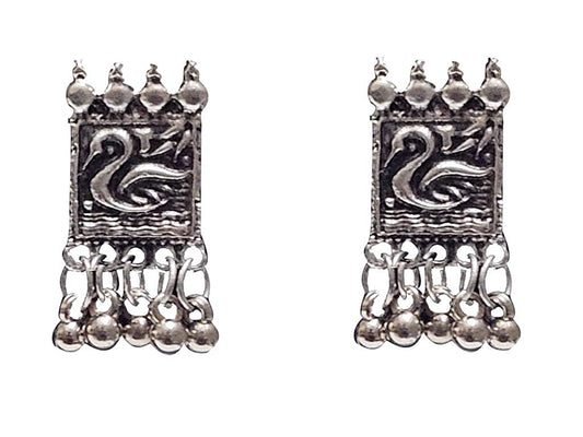 Silver-Plated Alloy Oxidised Silver Geometric Necklace - The Pari