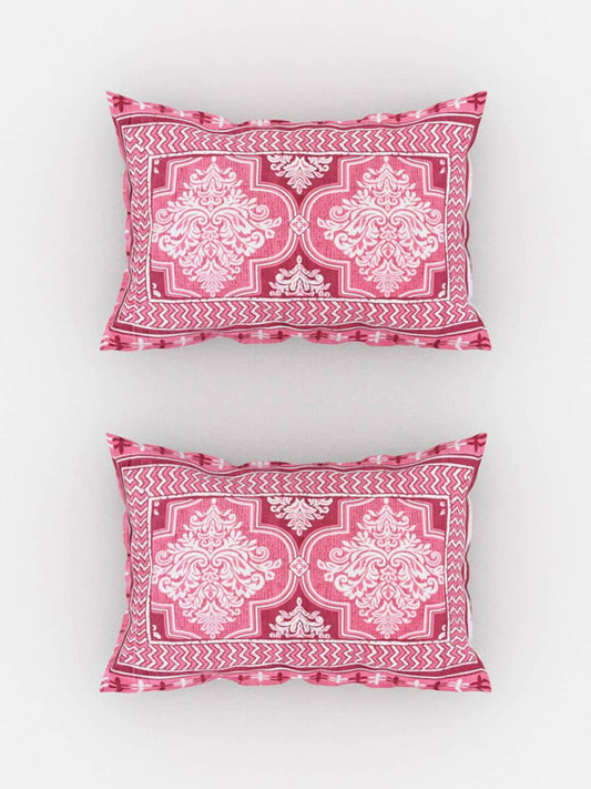 Urban Magic Pink Printed Cotton 104 TC King Bedsheet with 2 Pillow Covers