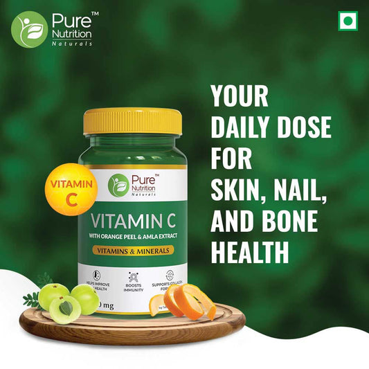 Pure Nutrition Vitamin C with Orange Peel & Amla Extract Veg Tablets - Swadesiicart