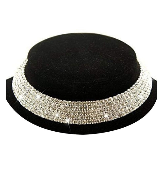 Silver-Toned Alloy Rhinestones Studded Choker Necklace - The Pari | Swadesiicart