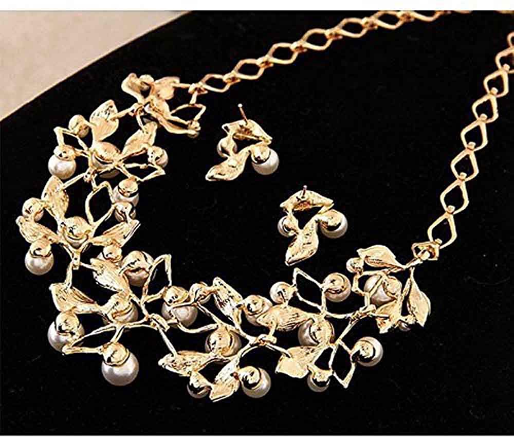 Gold-Toned Alloy Pearl Studded Long Haar Necklace - The Pari | Swadesiicart