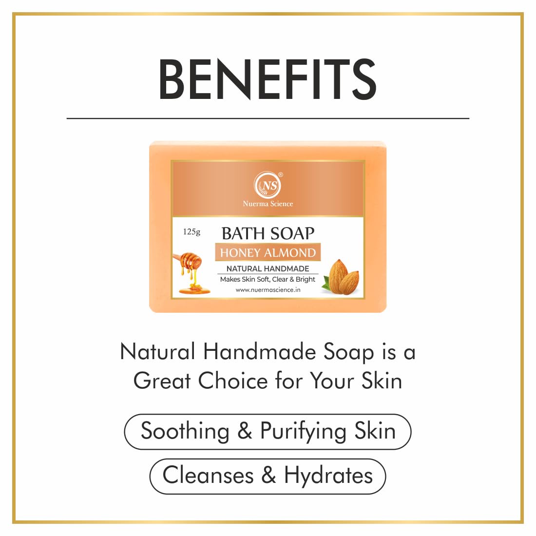 Nuerma Science Honey Almond Bath Soap | Nourishes & Softens Skin | Swadesiicart