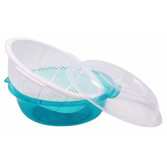 Multipurpose Double Layer Plastic Sieve Drainer Bowl - Swadesiicart