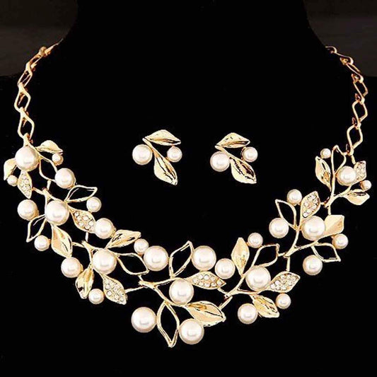 Gold-Toned Alloy Pearl Studded Long Haar Necklace - The Pari | Swadesiicart