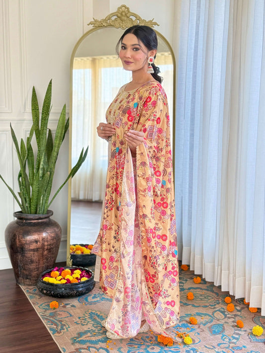 The52 Embroidered Rayon Fabric Straight Kurta, Pant and Dupatta Set - Swadesiicart