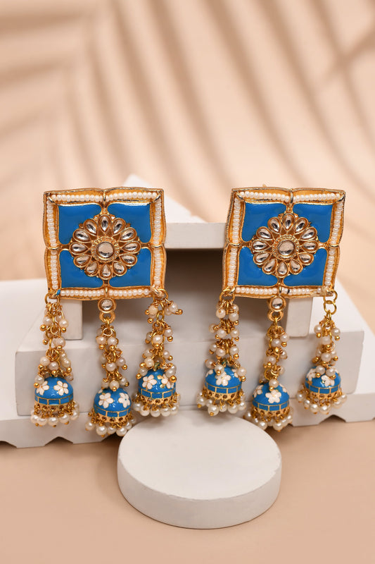 New Stylish Meenakari Blue Jhumki Earring for Womens by House of Ree | Swadesiicart