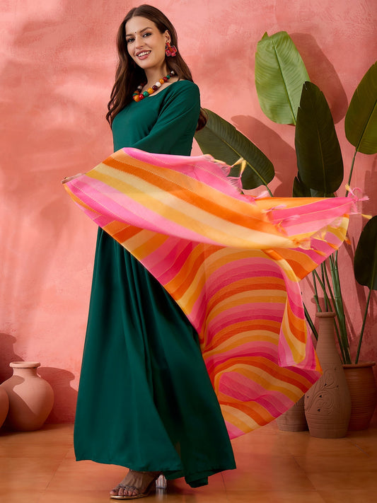 InWeave Green Sweetheart Kurta With Dupatta - Swadesiicart