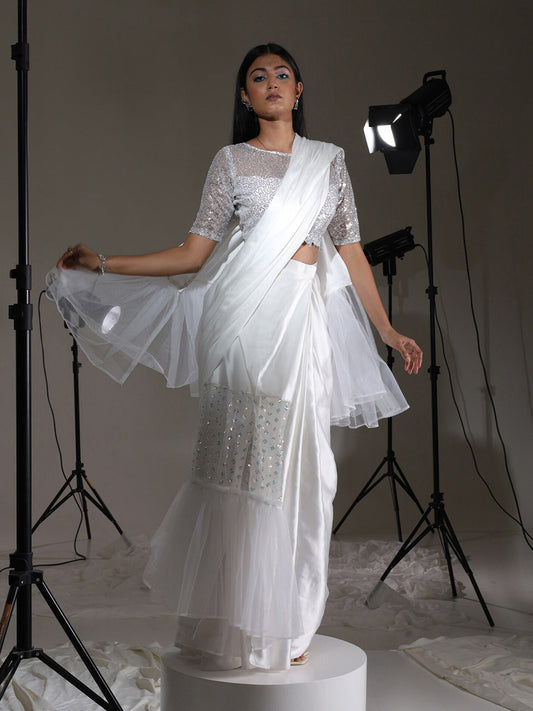 Tikhi Imli Embroidered Sequined Ready to Wear Saree | Swadesiicart
