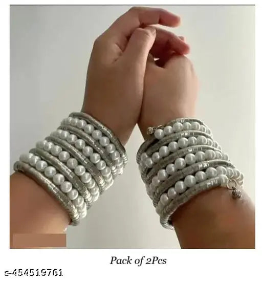 Tehzeeb Creations Women's Latest Spiral Pearl Bracelet - Swadesiicart