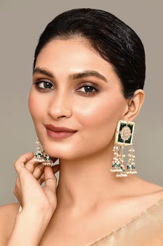 New Stylish Meenakari Dark Green Jhumki Earring for Womens by House of Ree | Swadesiicart