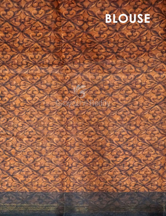 Orange Colour With Print Design Semi Chanderi Saree By Gayathri Reddy Designer Studio | Swadesiicart