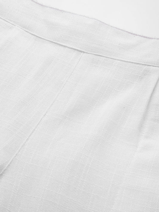 Jaipur Kurti Women White Regular Cropped Trousers | Swadesiicart