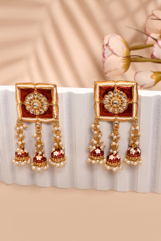 New Stylish Meenakari Red Jhumki Earring for Womens by House of Ree | Swadesiicart