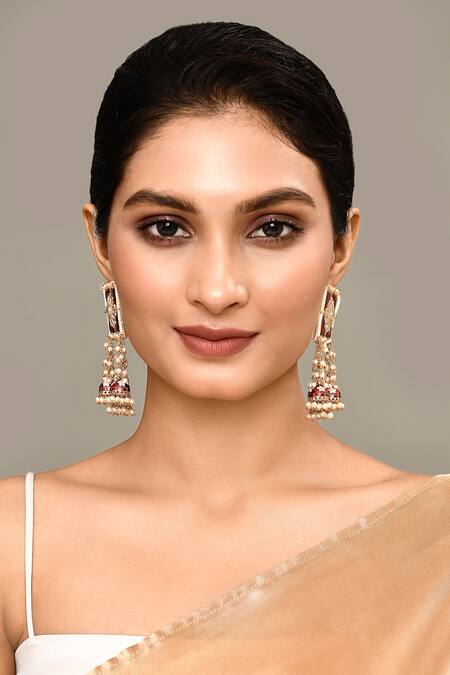 New Stylish Meenakari Red Jhumki Earring for Womens by House of Ree | Swadesiicart