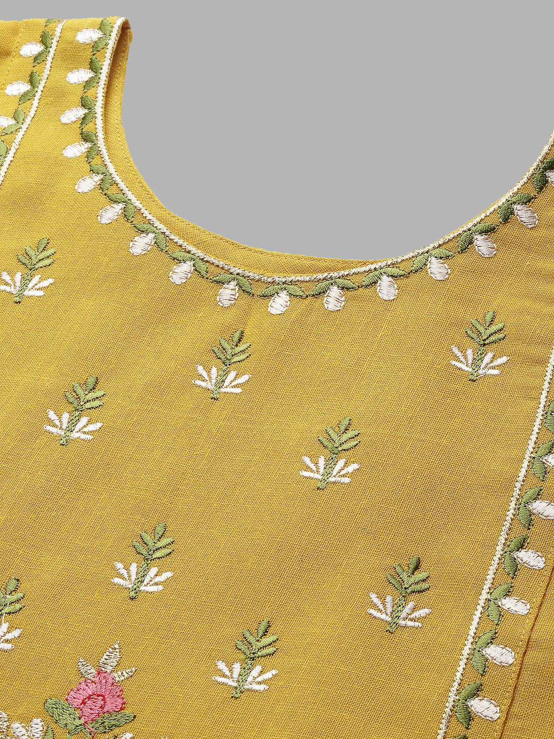 Kalini Women Yellow Floral Embroidered Thread Work Kurta | Swadesiicart
