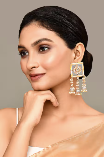 New Stylish Meenakari Grey Jhumki Earring for Womens by House of Ree | Swadesiicart