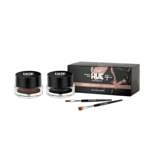 MARS Cosmetics 2-In-1 Hue Gel Eyeliner With 2 Brush Set - 2 - Swadesiicart