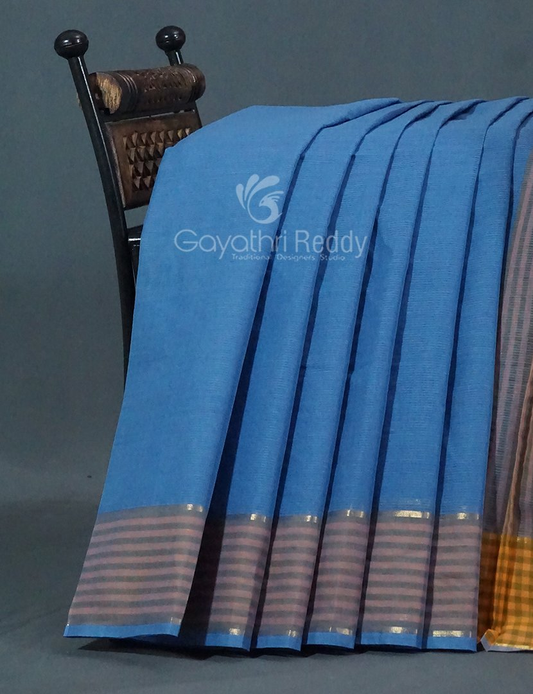 Dual Shades of Blue Pure Mangalgiri Cotton By Gayathri Reddy Designer Studio | Swadesiicart