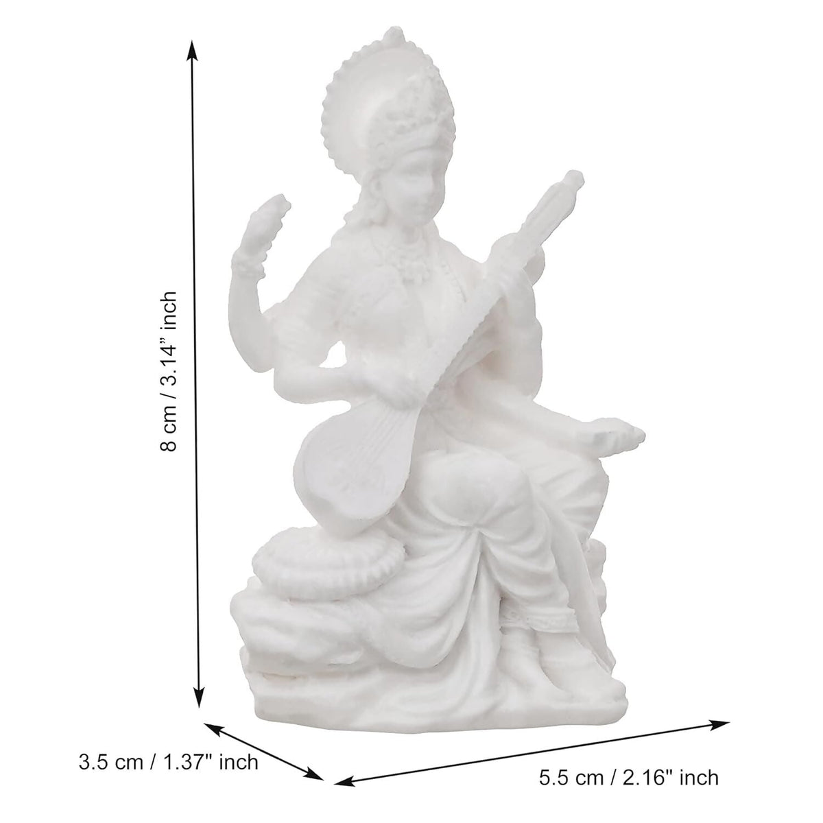 Swadesiicart White Polyresin Goddess Saraswati Statue