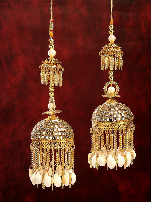 NVR Women's Pack Of 2 Gold-Polished Kundan Kaleera Sets - Swadesiicart