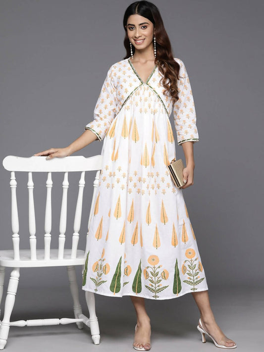 Ahalyaa Women's Traditional wear Dress - White | Swadesiicart