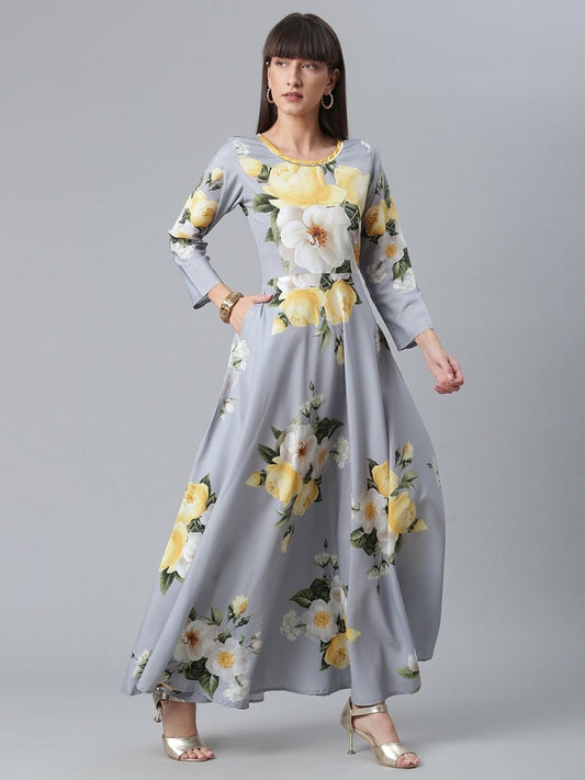 Ahalyaa Rayon Grey Digital Print Kurta With Dupatta Set | Swadesiicart
