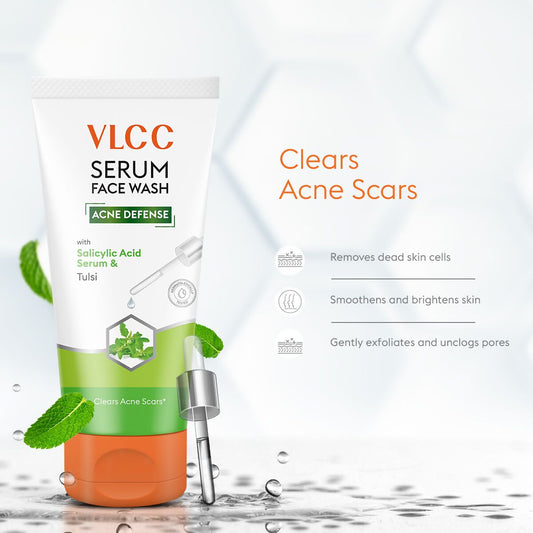VLCC Acne Defense Serum Face Wash with Salicylic Acid Serum & Tulsi - Swadesiicart