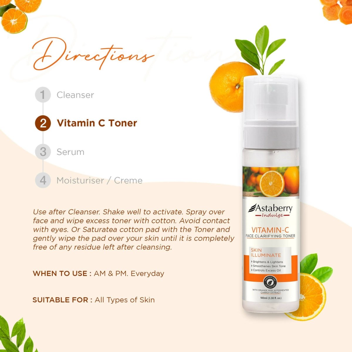 Astaberry Indulge Vitamin C Facial Toner - Swadesiicart