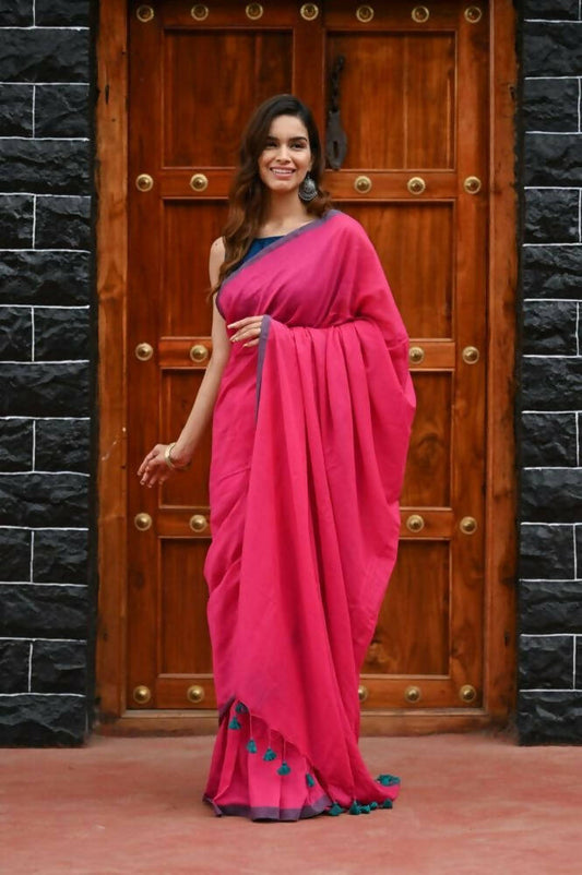 Very Much Indian Saadgi Pure Cotton Handloom Sarees With Intricate Borders | Swadesiicart