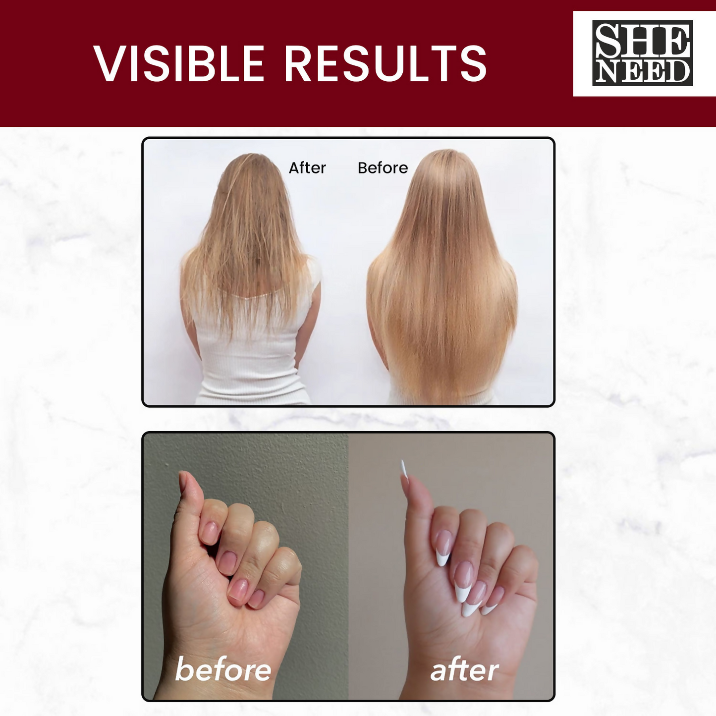 SheNeed Hair, Skin & Nails Vitamins Capsules | Swadesiicart