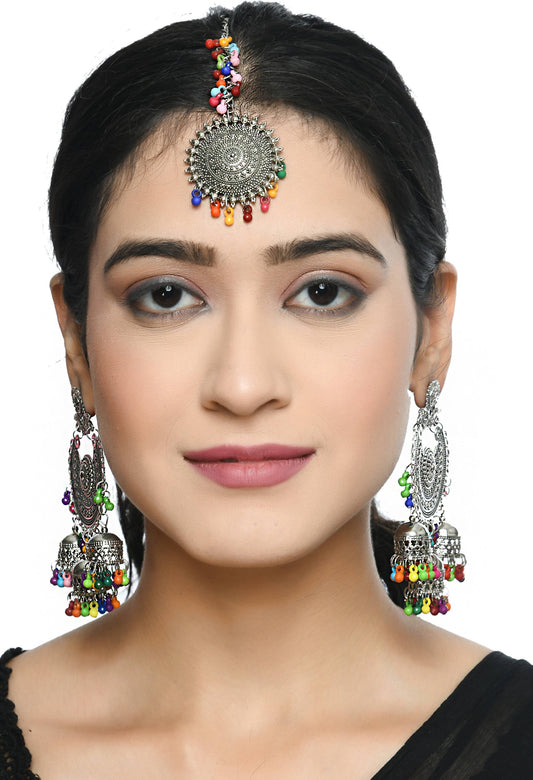 Mominos Fashion Johar Kamal Beautiful Jhumkas With Maang Tikka - Mominos Fashion