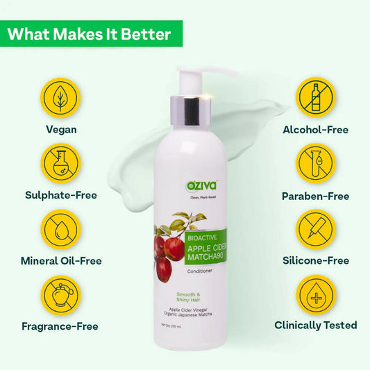 OZiva Bioactive Apple Cider Vinegar Matcha90 Conditioner | Swadesiicart