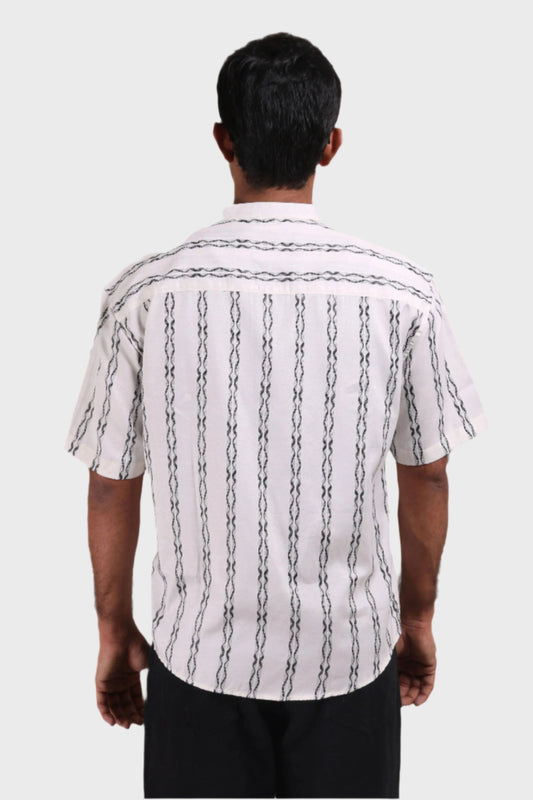 Xkind White Stripes Regular Fit Shirt | Swadesiicart